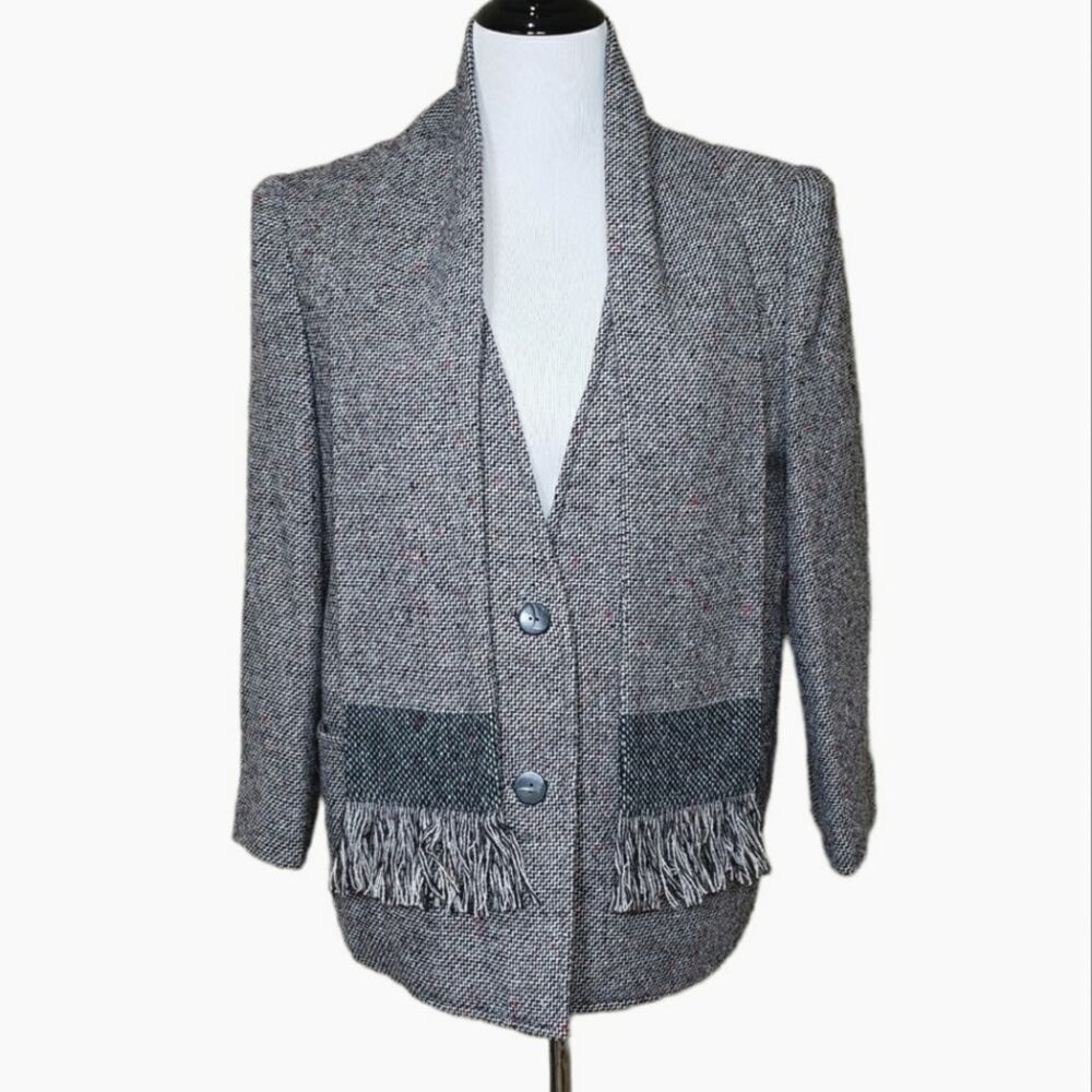 Vintage Tweed Blazer Brown Tan Academia